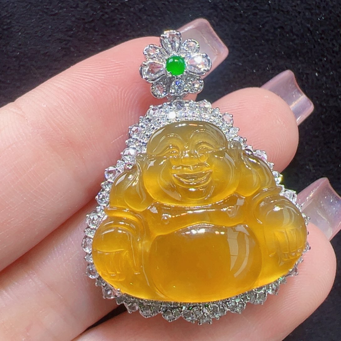 翡翠吊坠(不含链)18K金镶嵌吊坠