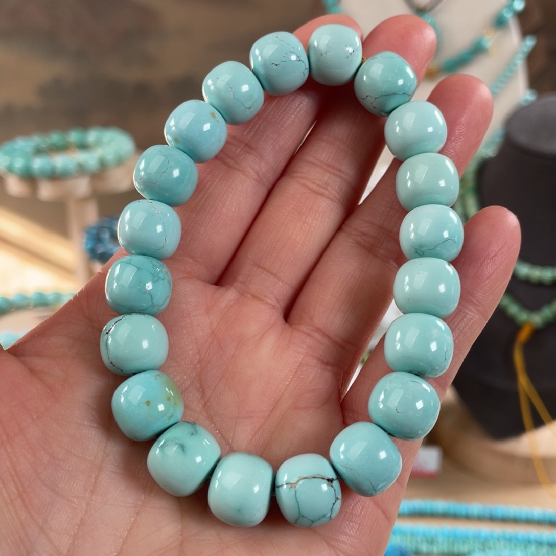 绿松石未镶嵌套链11mm精品老型手串
