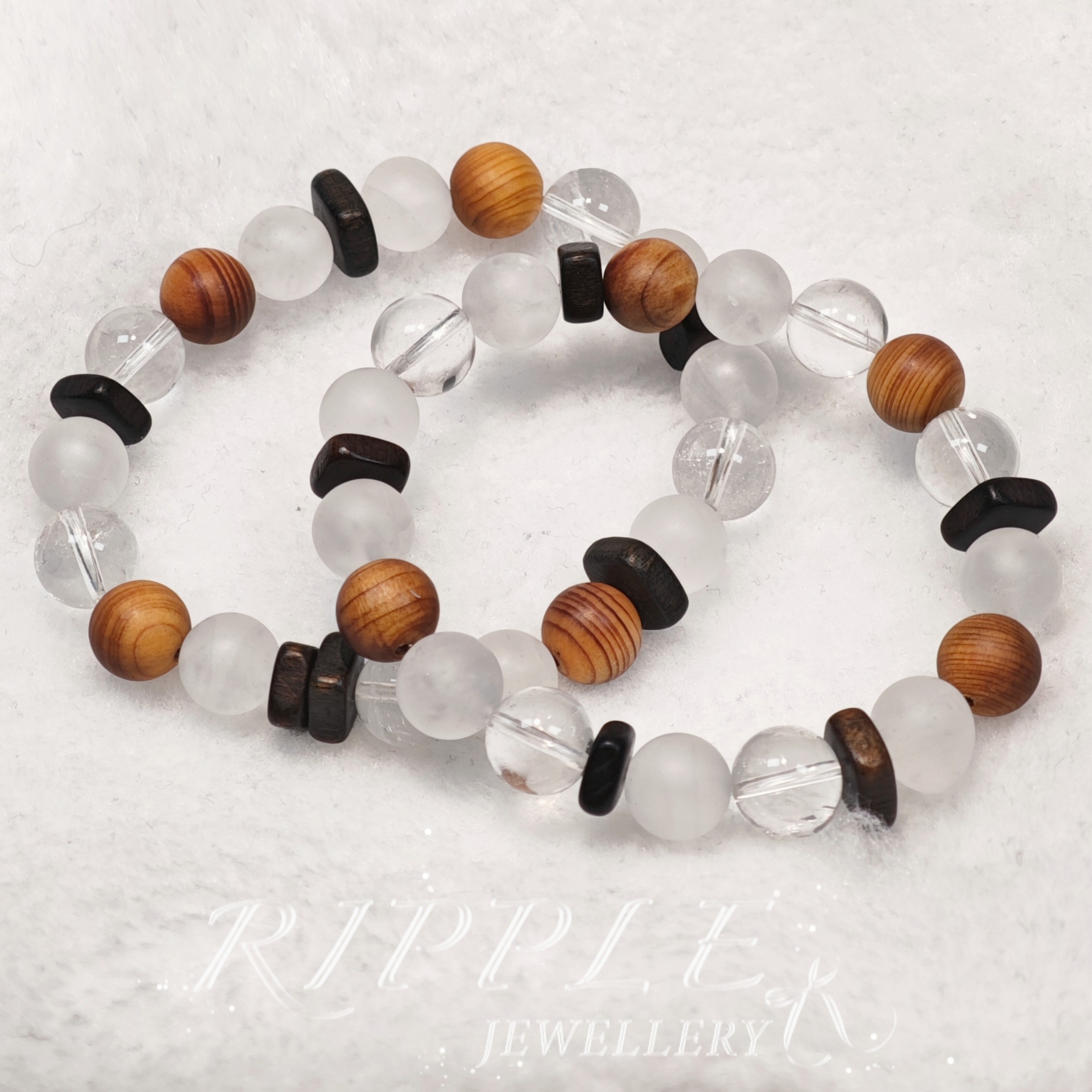 天然水晶海蓝宝胶花白水晶手串手链