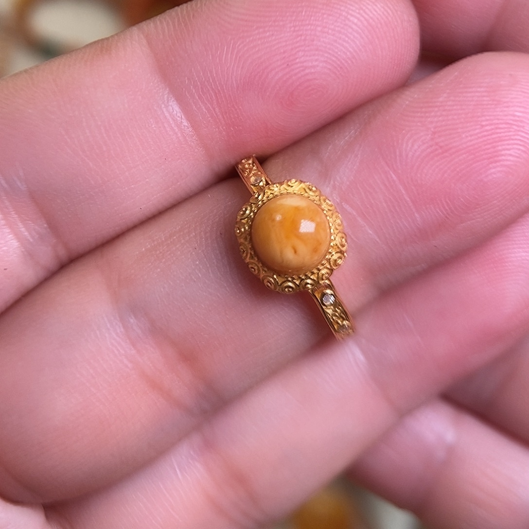 咖***糖琥珀未镶嵌手链蜜蜡戒指