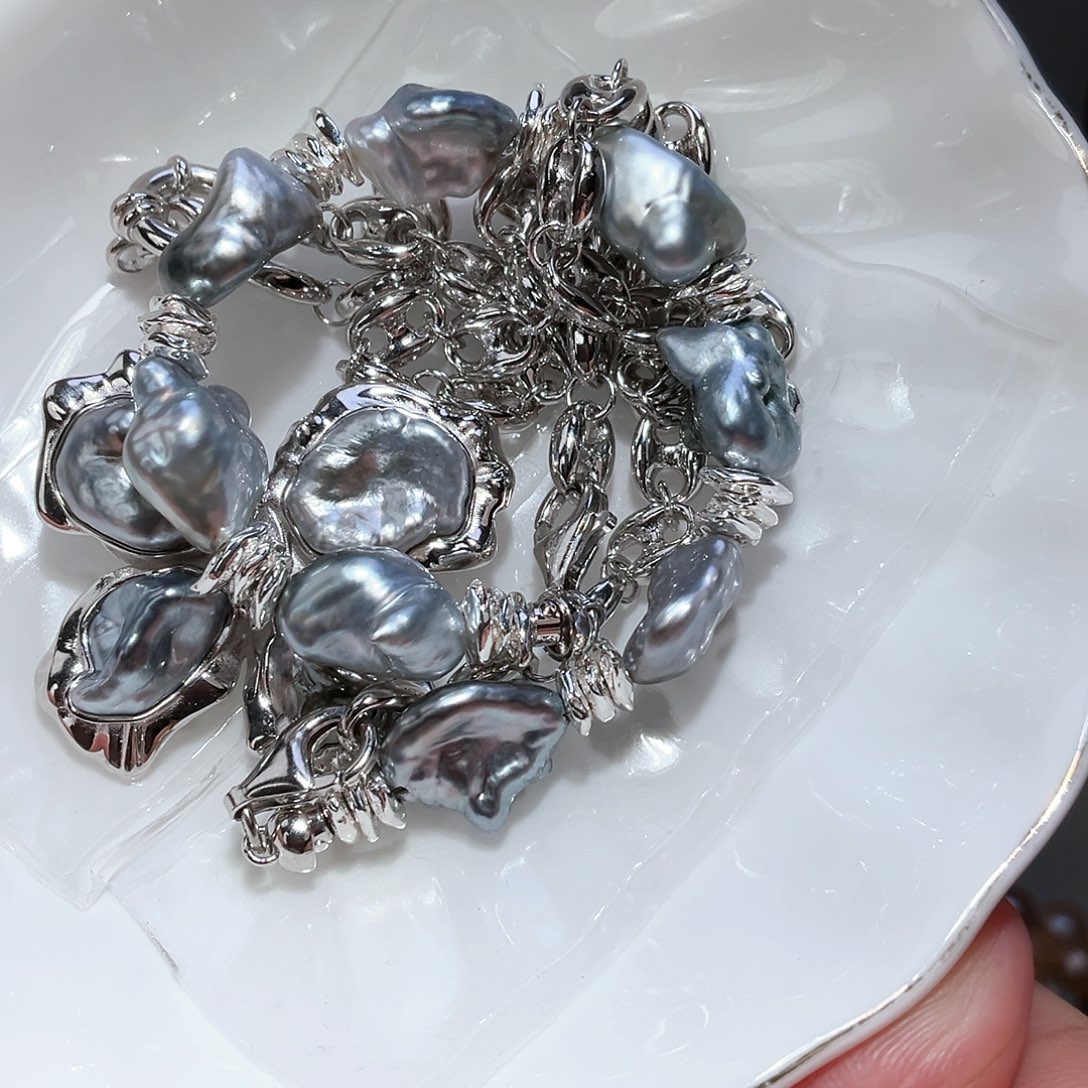 海水珍珠颈饰银S925镶嵌笨*