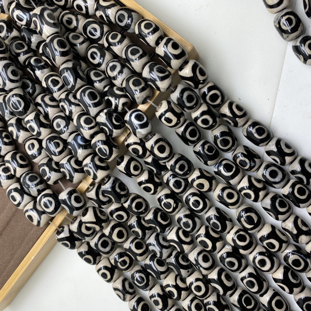 铜合金亚克力手链 铜合金三眼黑白腰珠DIY配件星月菩提天珠桶珠