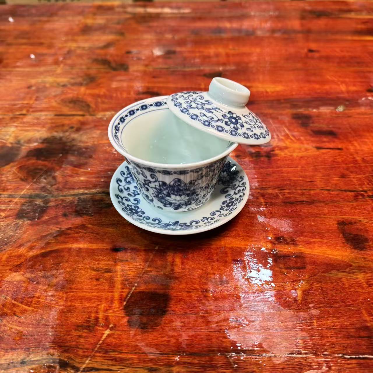 【闪购商品】阿土茶器优选专属链接缠枝莲三才悬停盖碗中式精美陶瓷