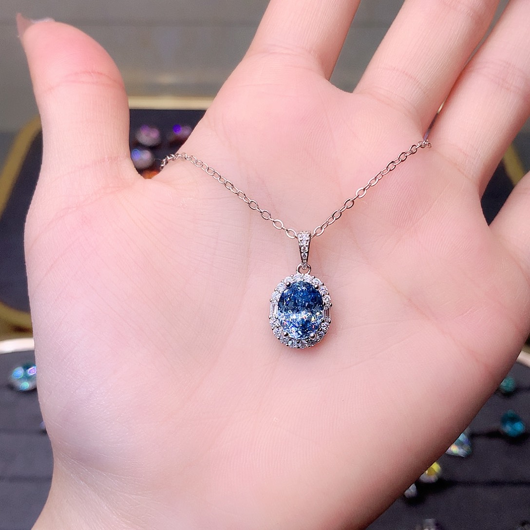 海蓝宝石颈饰银S925镶嵌111111111