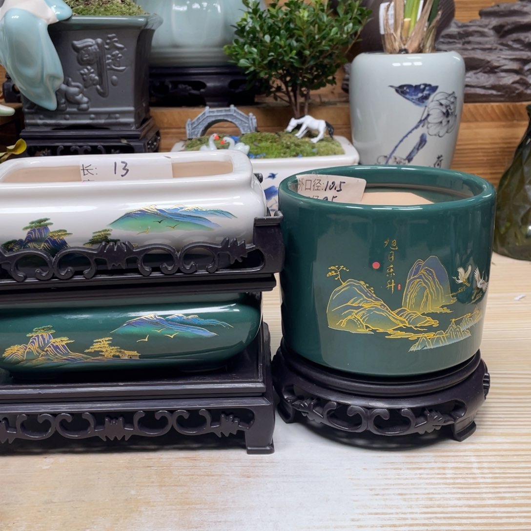 紫砂花盆陶瓷艺术花盆陶瓷