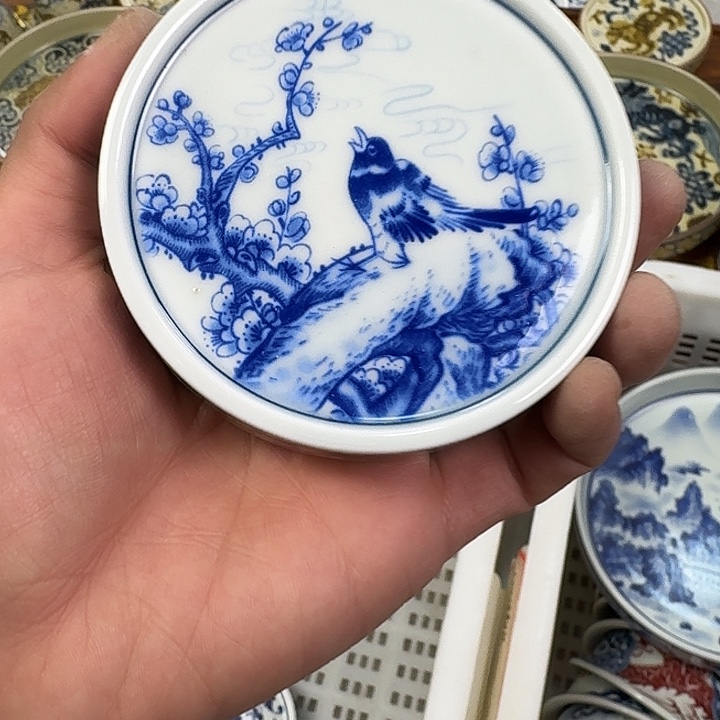 瓷片景德镇喜上眉梢盖置