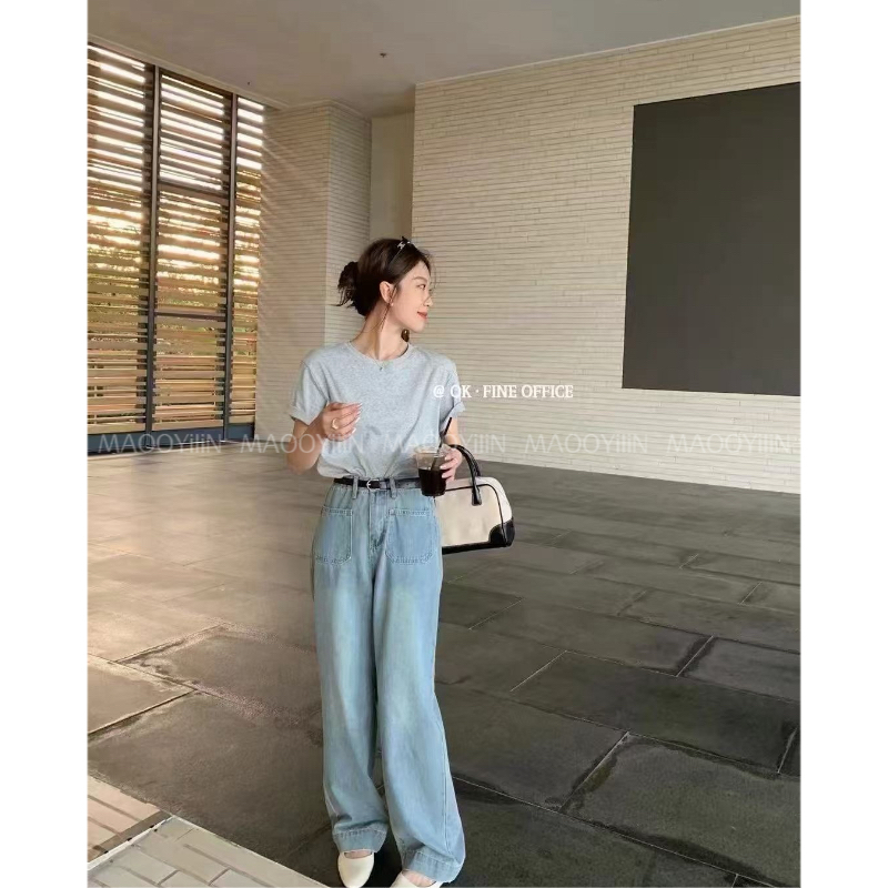 609 【 C位拿捏 】双口袋直筒复古休闲水洗高级感牛仔裤