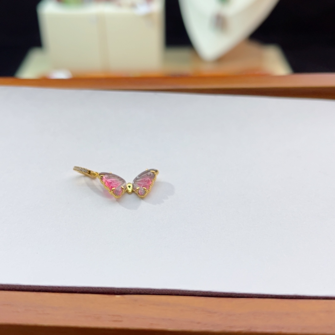 碧玺吊坠(不含链)18K金镶嵌手串