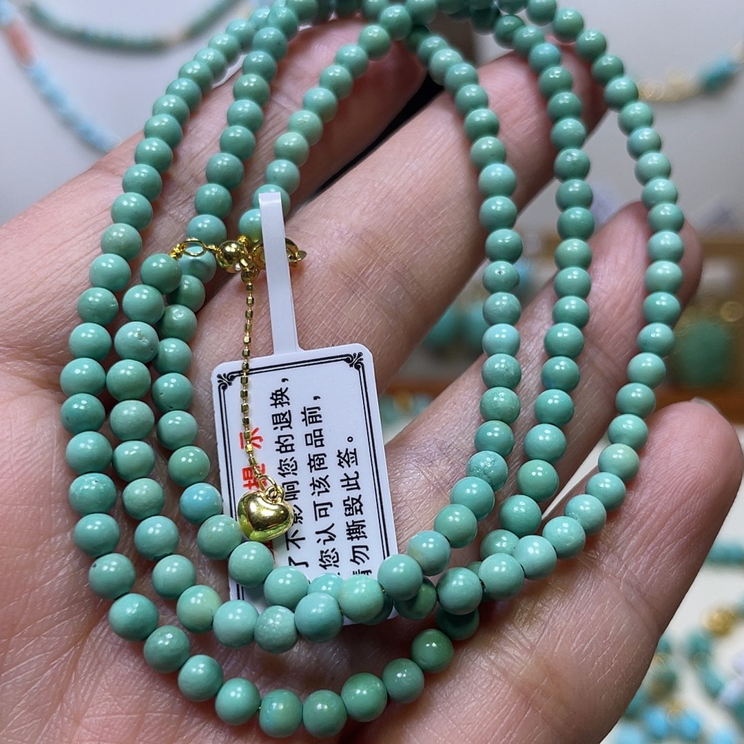 绿松石18K金镶嵌万能链