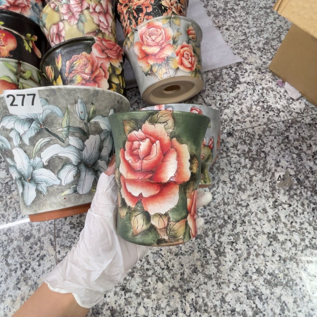 ****紫瑶宸1个手绘多肉花盆