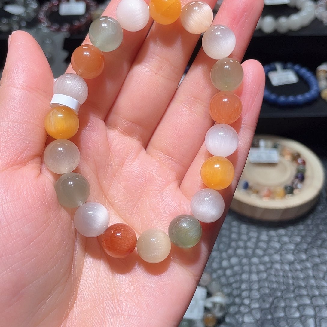 水晶手链未镶嵌兔毛手链，晶体通透