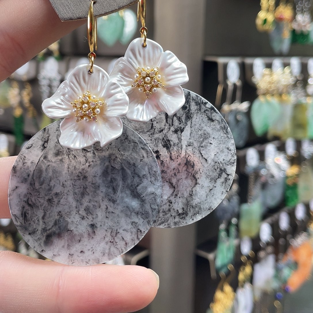 赵***瑞翡翠银S925镶嵌耳饰030hff