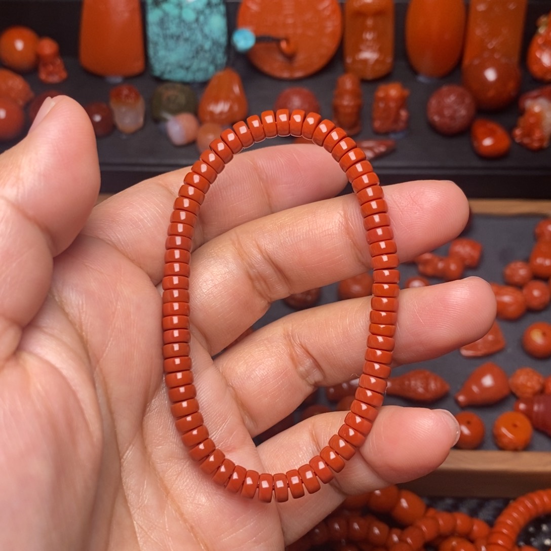 南红玛瑙配饰未镶嵌手串卡5.4