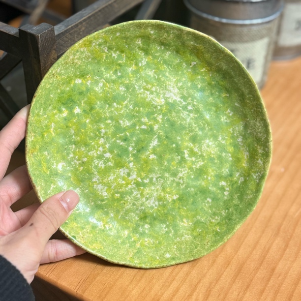 青荷复古釉下彩手作家用菜盘早餐盘7英寸