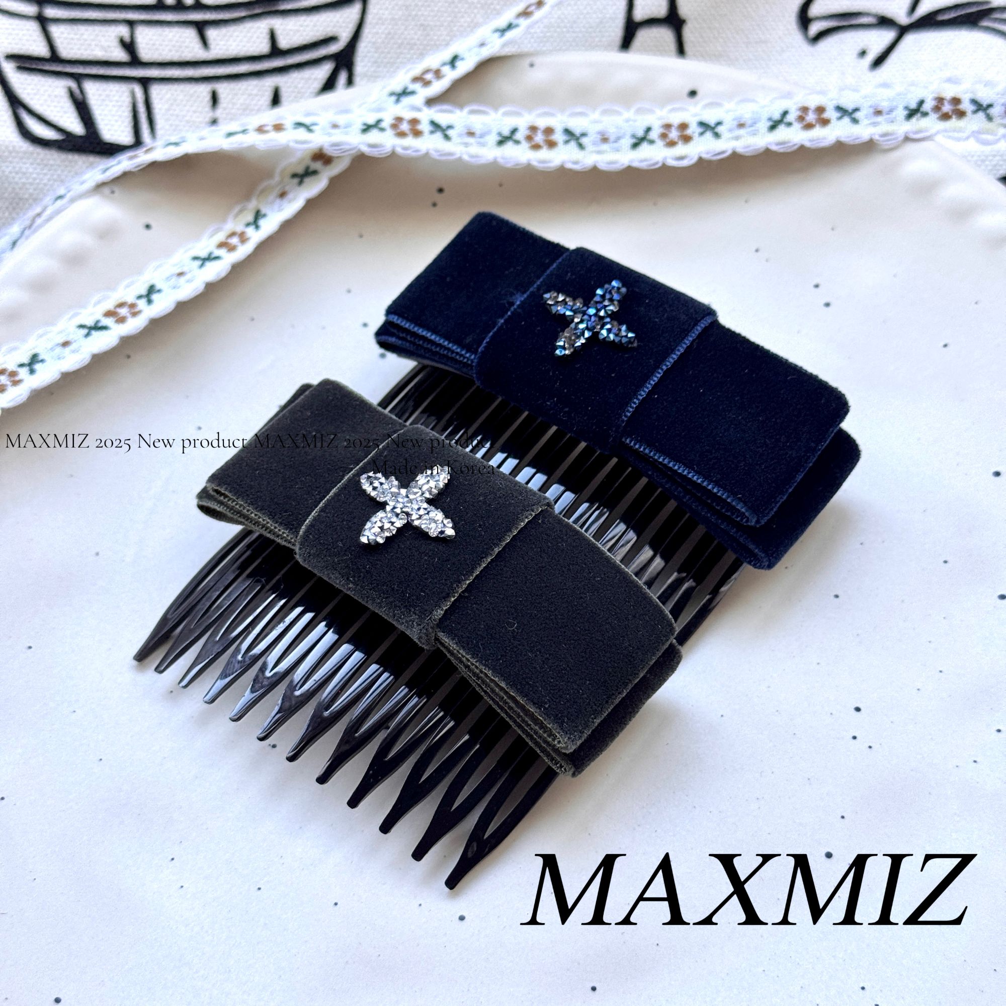 东大门 韩国东大门新款丝绒蝴蝶结齿梳精致气质大方 2265