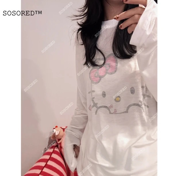 福SOSORED / 莱塞尔KT 宇宙时髦宽松长袖T恤防晒罩衫百搭早秋上衣