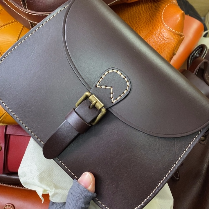 头层牛皮瑕疵单肩包小号马鞍