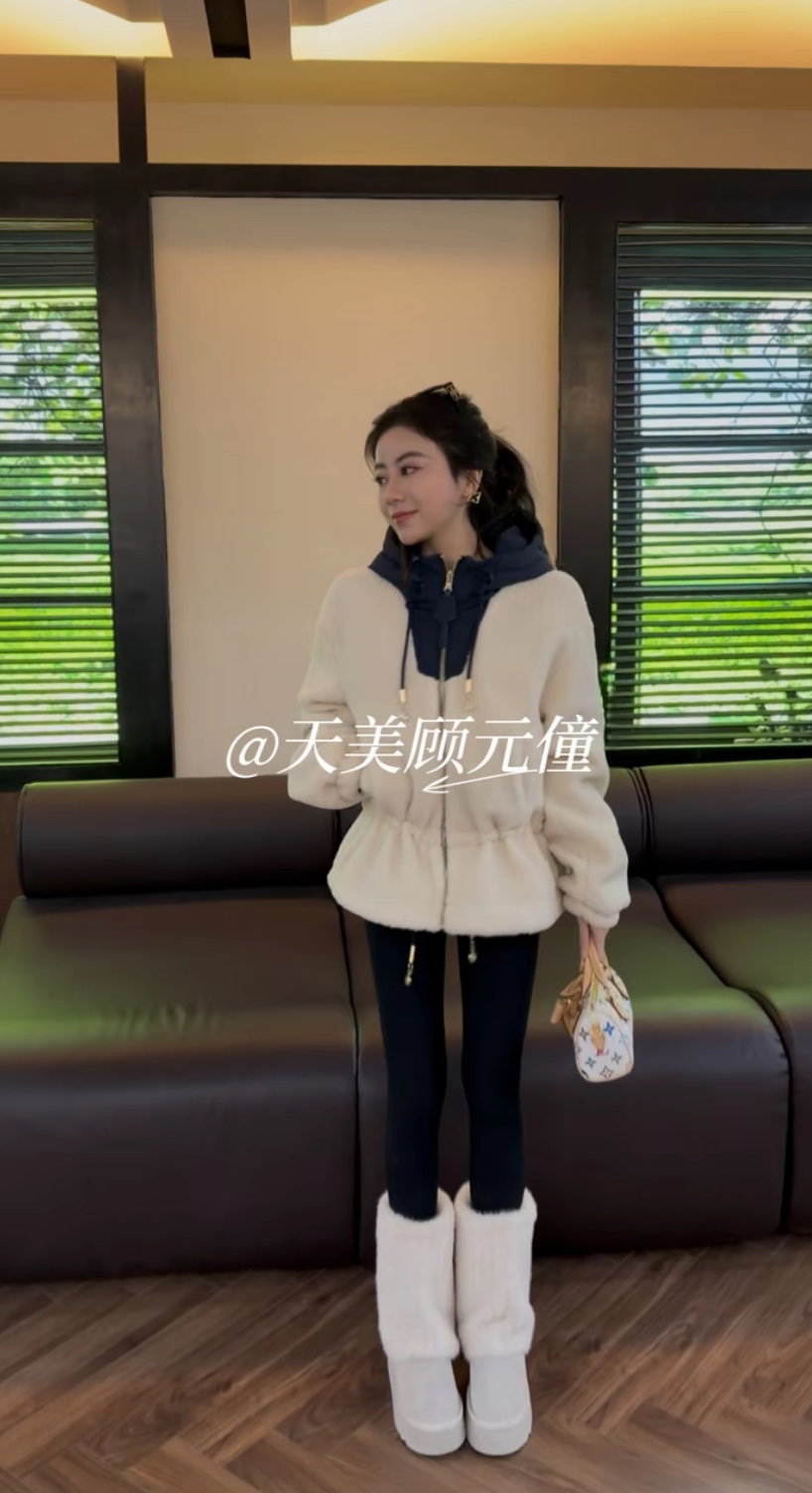 【添添】25652 L圣诞滑雪系列老花两面穿羊羔绒外套