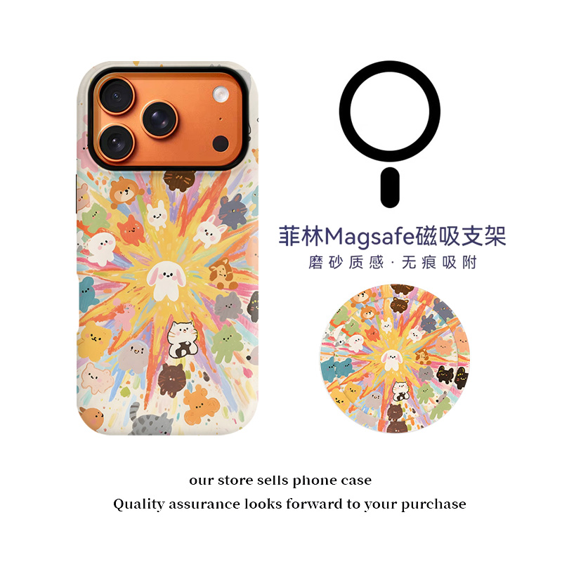 爆炸小狗磁吸菲林二合一手机壳适用苹果17华为vivo小米oppo保护套