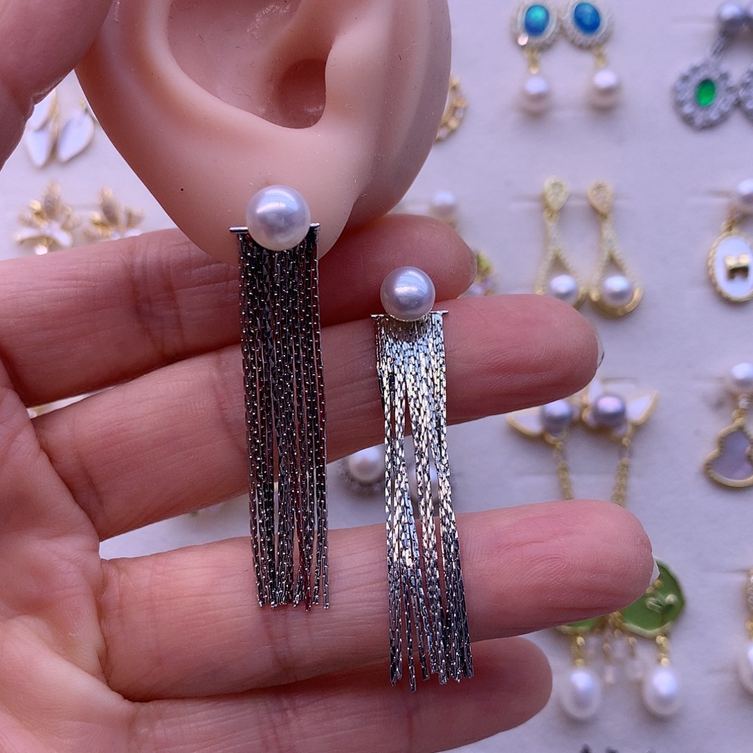 淡水珍珠耳饰合金