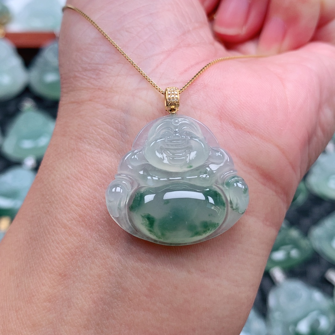 翡翠18K金镶嵌吊坠(不含链)