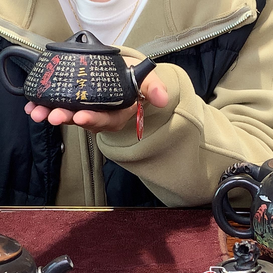 壶建水紫陶彩填锤纹茶壶060