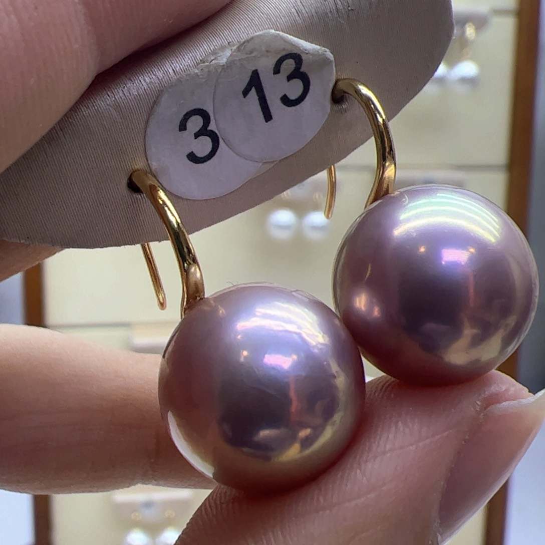 淡水珍珠耳饰18K金镶嵌