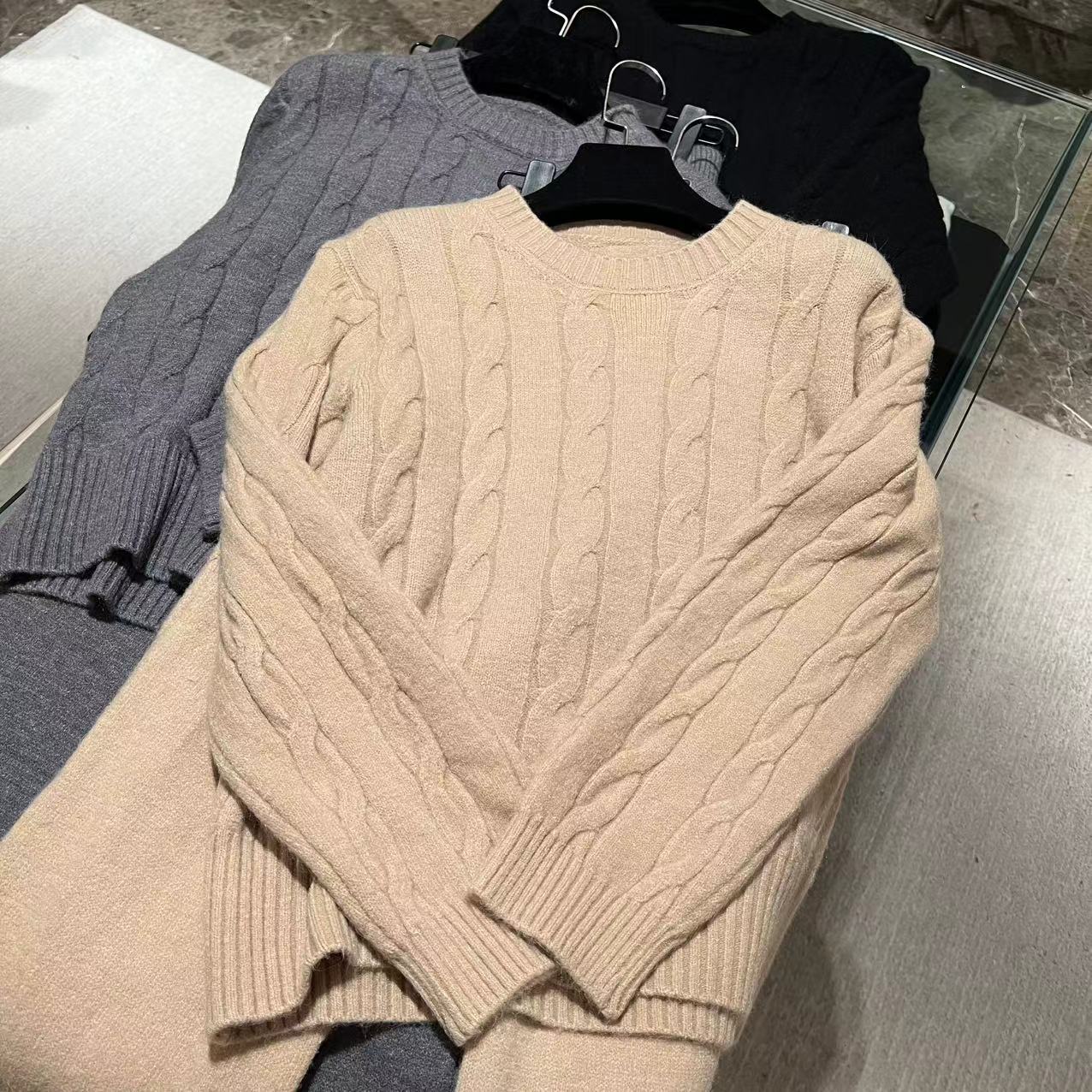 极简轻奢老钱风高定毛衣套装