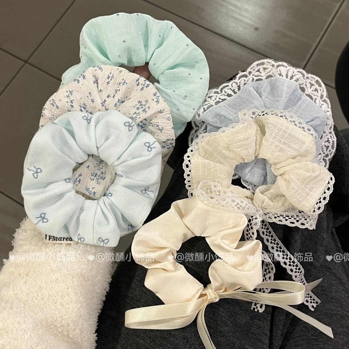 海盐芝士蓝温柔蝴蝶结大肠发圈日韩ins新款甜美仙女气质清新发绳