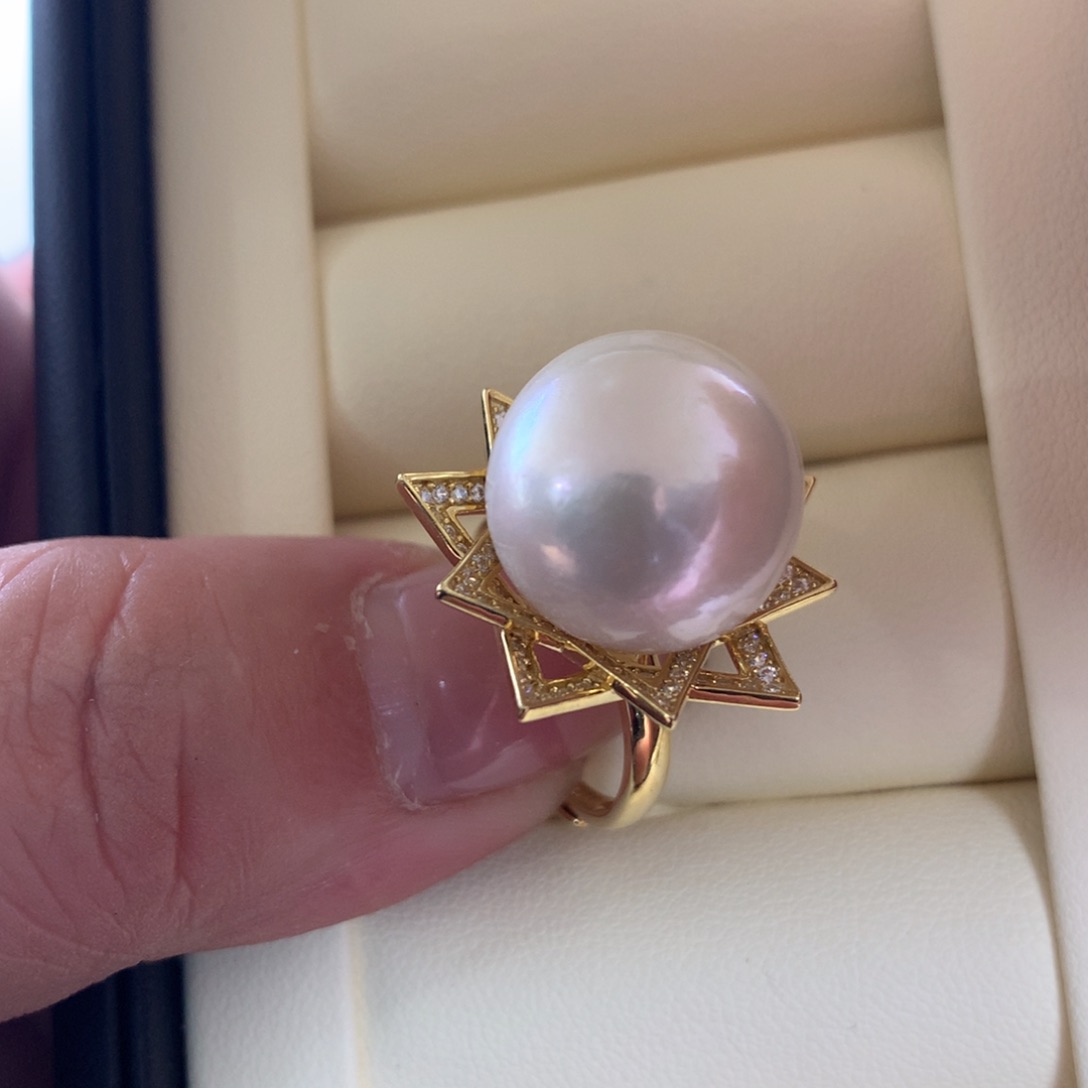 银S925镶嵌淡水珍珠戒指