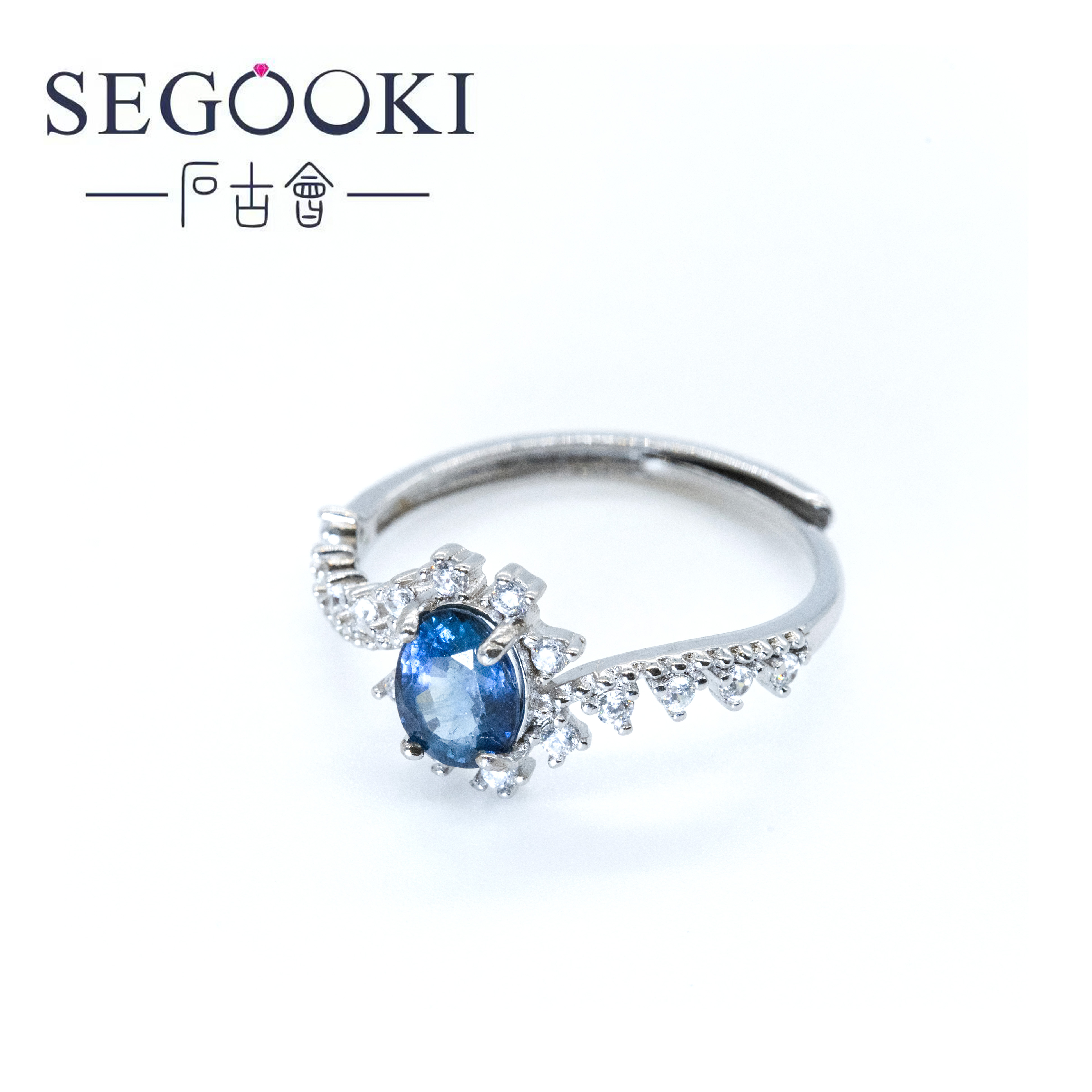 S925银蓝宝石戒指开口【多样性发一】【LBS005】