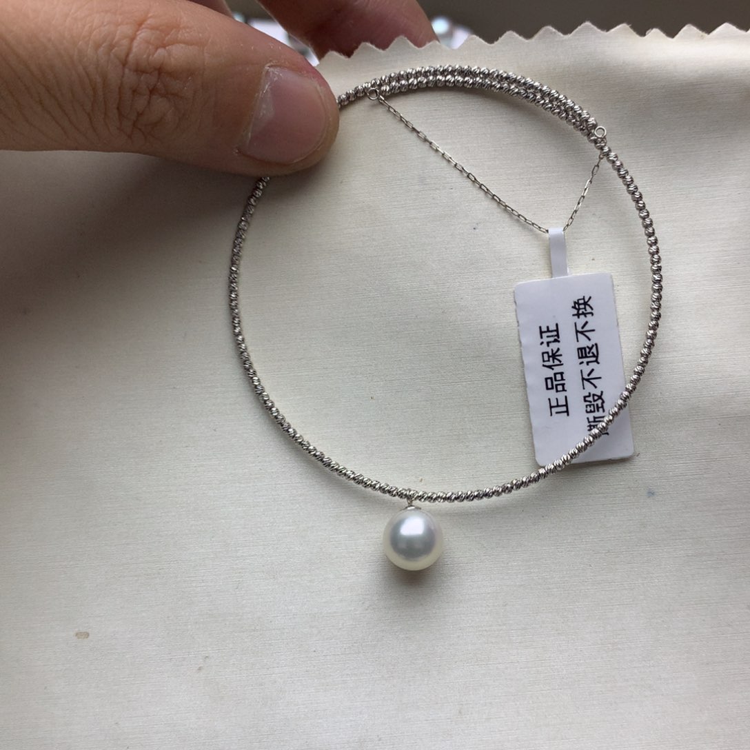 海水珍珠手镯18K金镶嵌8-8.5akoya手镯