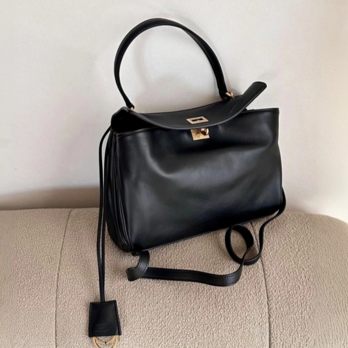 99新 Balenciaga/巴黎世家 黑金rodeo 全皮单肩包 大号 男女同款