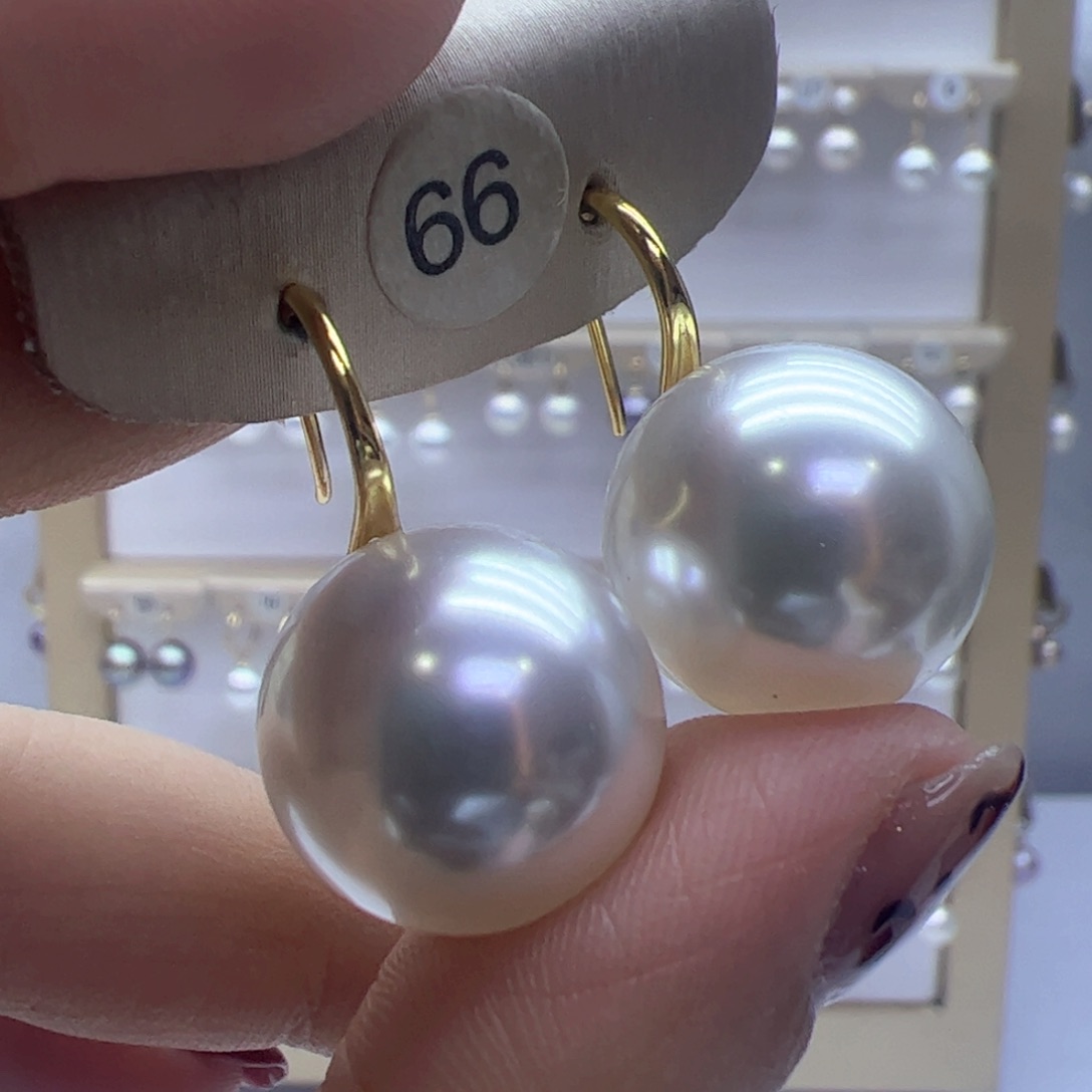 淡水珍珠耳饰18K金镶嵌