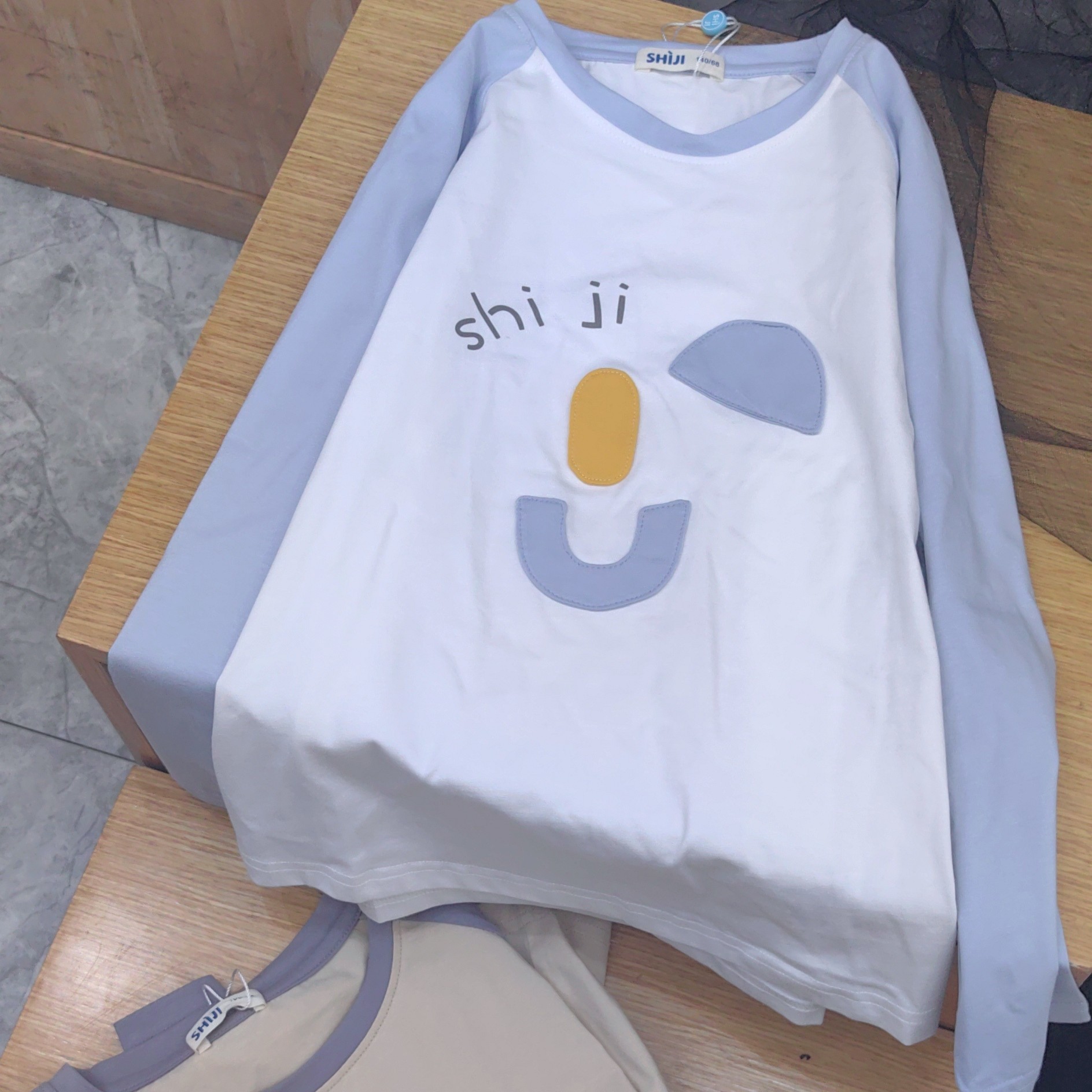 排湿吸汗卡通风家居服套装白色韩版欧若假日风