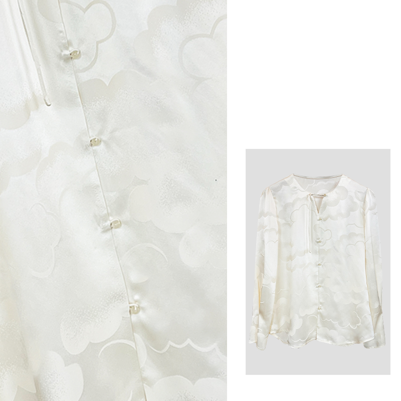 2025春夏新款复古国风桑蚕丝时尚女装休闲百搭上衣CX5199-1