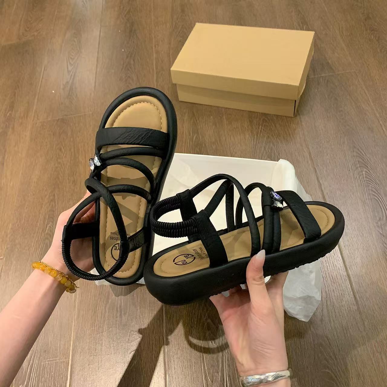 春夏法式拖鞋女新款配裙子仙女风凉鞋F108(凉鞋)