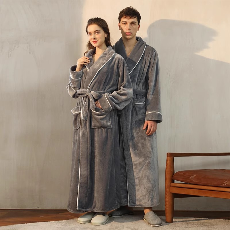 加长款睡袍男女秋冬季2025新款珊瑚绒男士加厚冬款情侣爆款浴袍