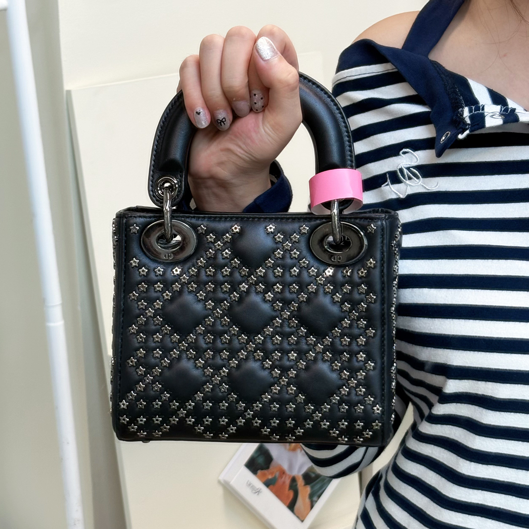 95新 DIOR/迪奥 百搭黑色三格戴妃包手拿包