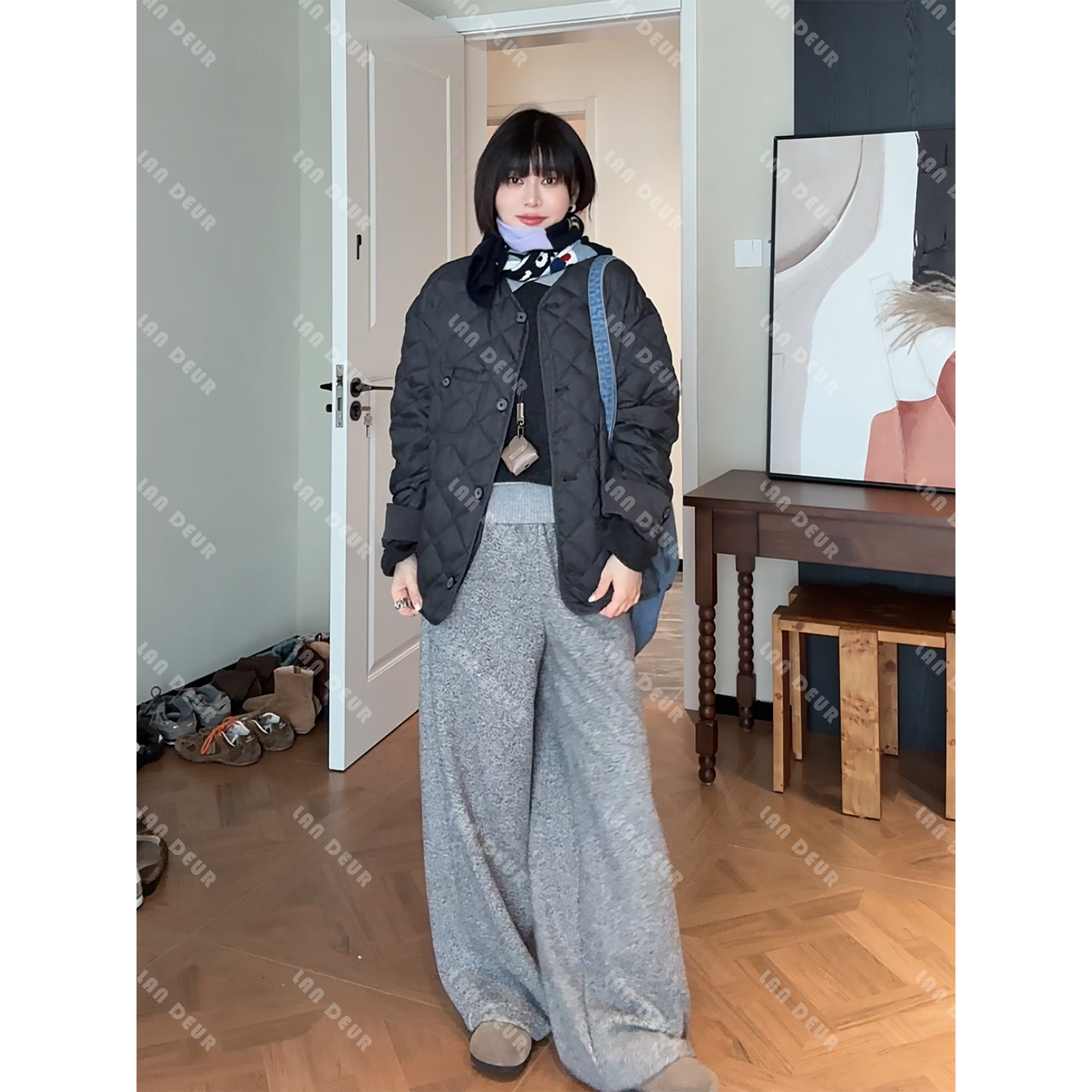 【陈词书信】加绒时尚百搭舒适显瘦松紧腰通勤风休闲裤女