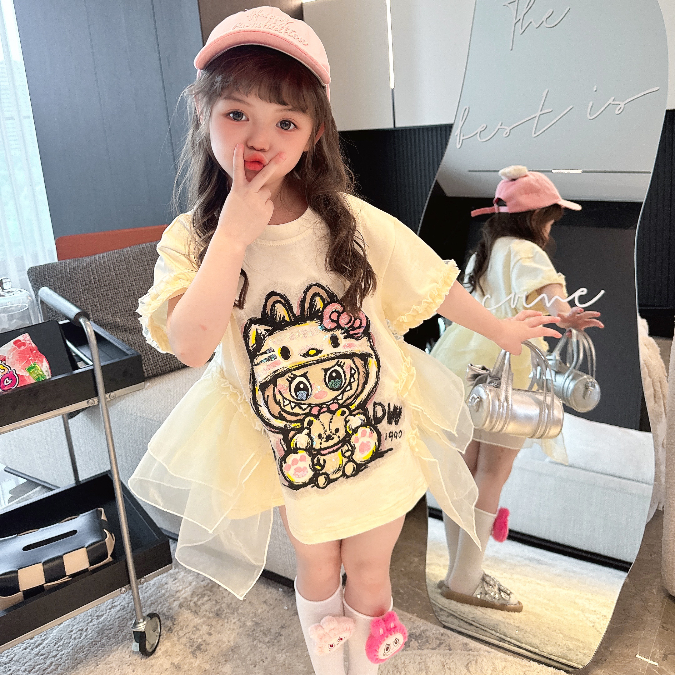 【Mantoumama】【现货】卡通网纱鱼尾连衣裙女童夏季高级感少女风