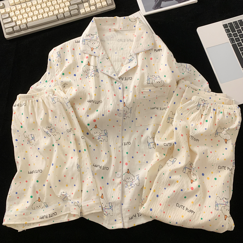 【三件套】云朵棉睡衣女款爆款2025新款夏季春秋女孩可外出女士家居