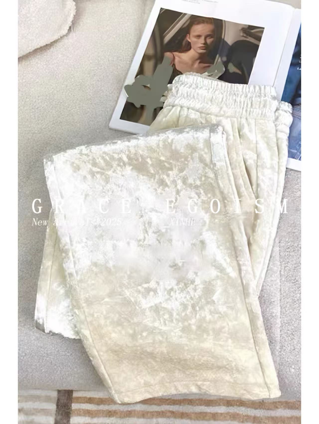 金禾【钻石裤】新中式钻石绒加厚冬季百搭加厚休闲裤9876