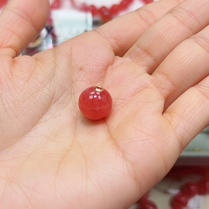 菱锰矿（红纹石）吊坠(赠链)18K金镶嵌用****7