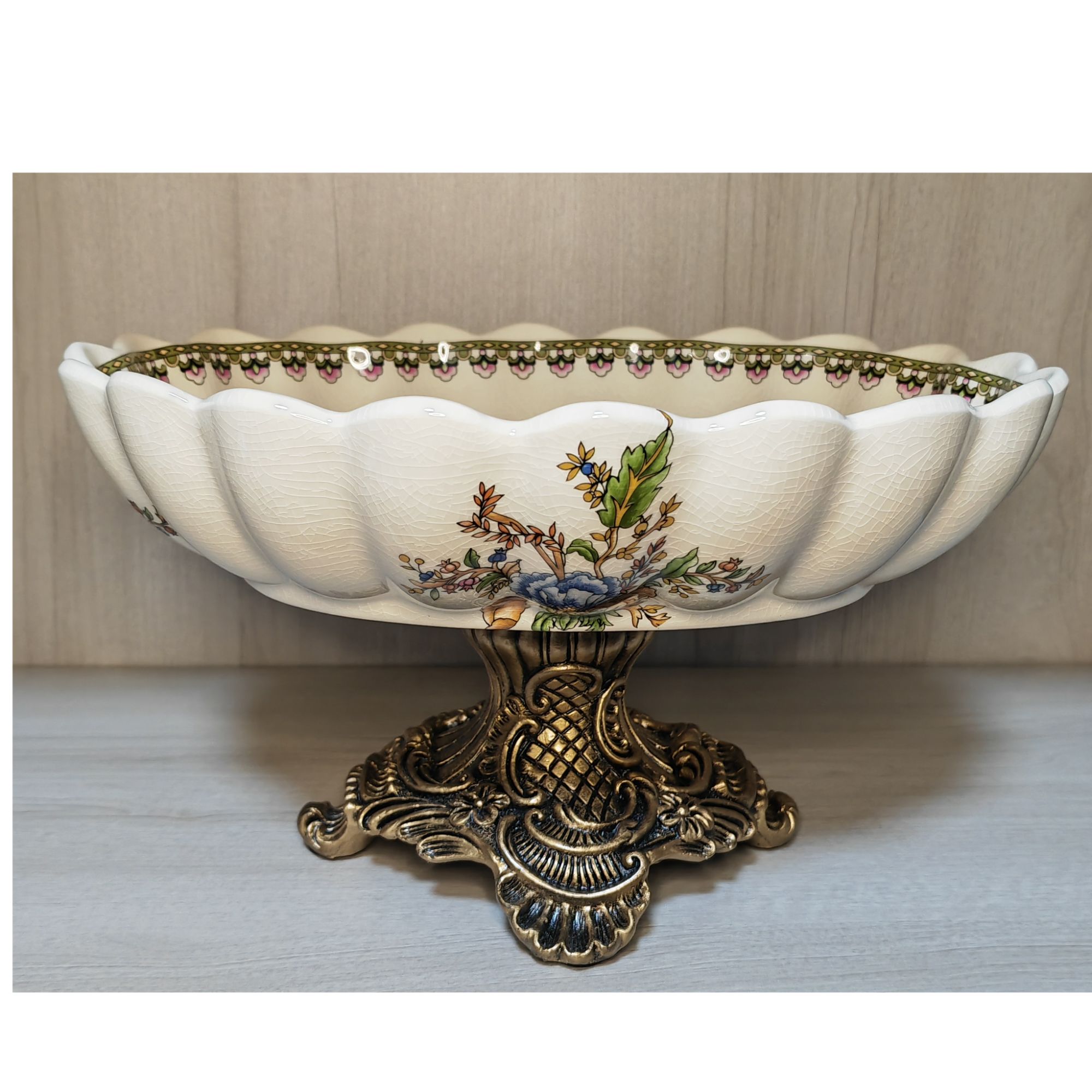 欧式美式复古高脚果盘家用客厅轻奢创意托盘