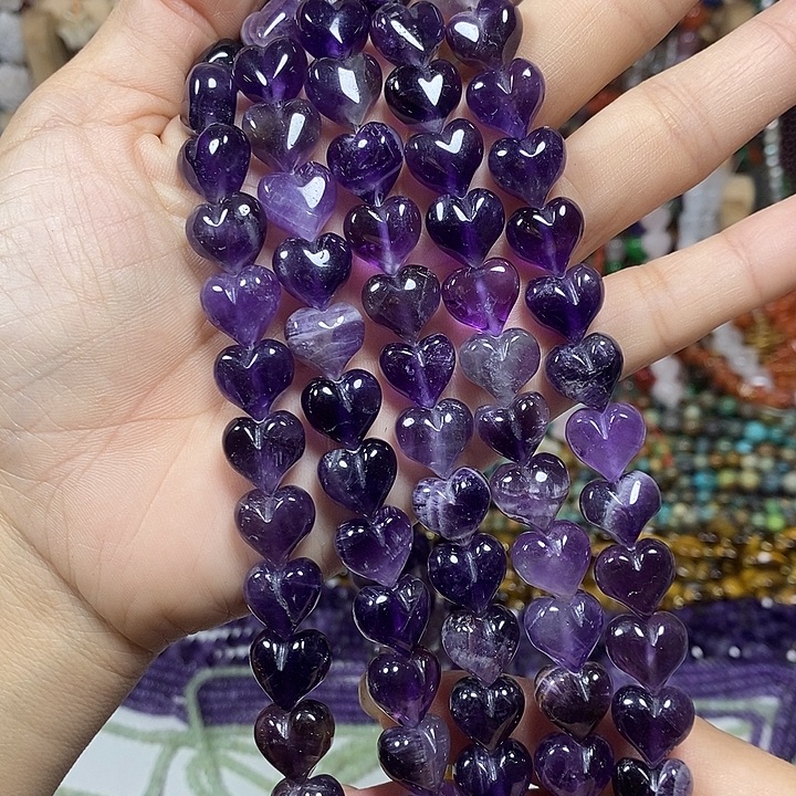 玛瑙/玉髓未镶嵌珠宝半成品天然紫水晶屁桃卡12mm15颗