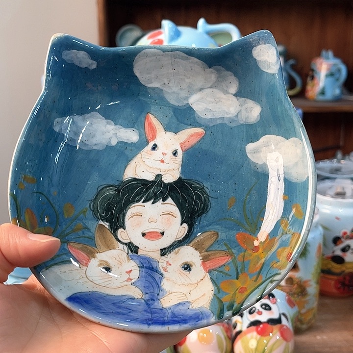 不锈钢景德镇釉下手绘陶瓷 