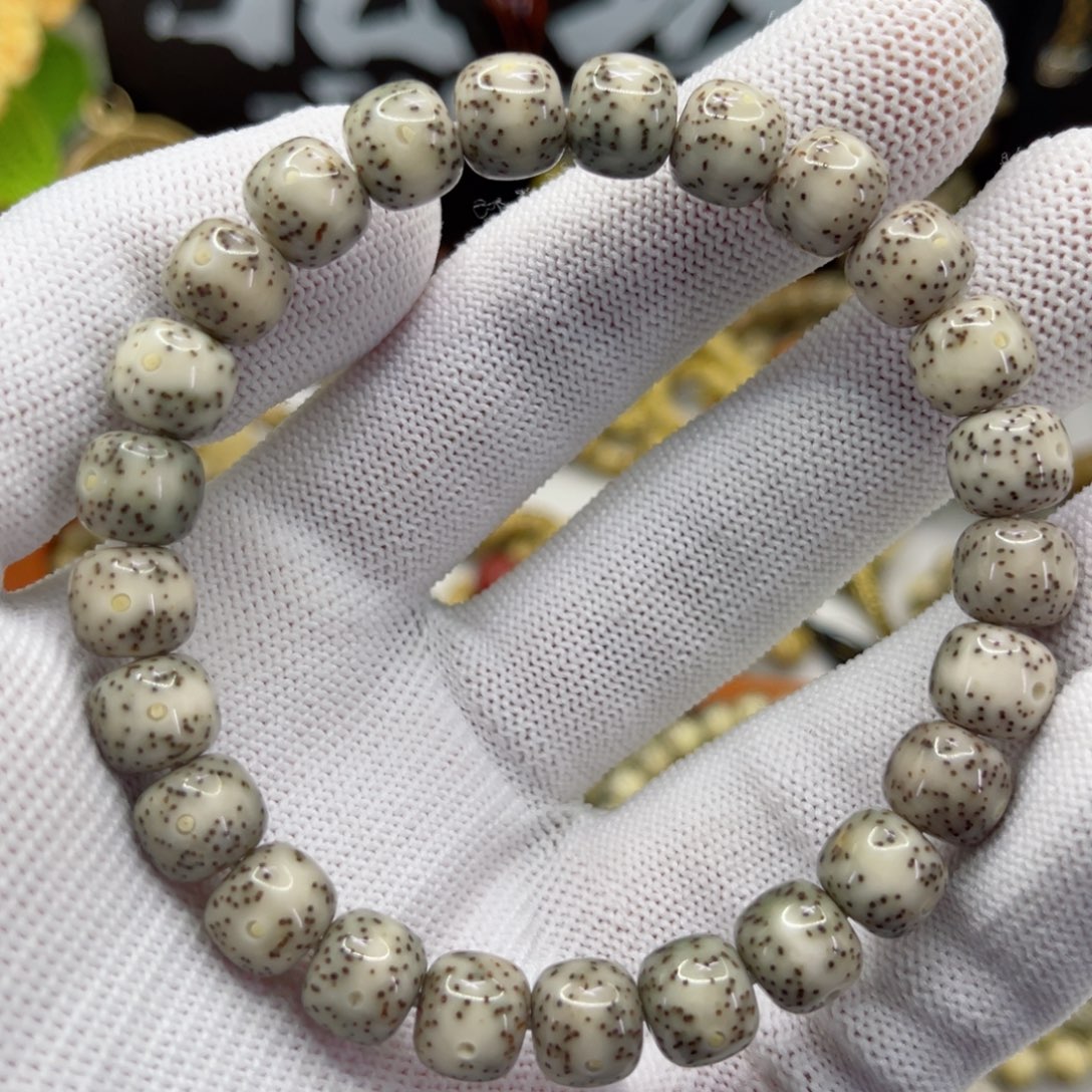 手串星月菩提9石玉糯冰9×8同枝正月精抛单圈