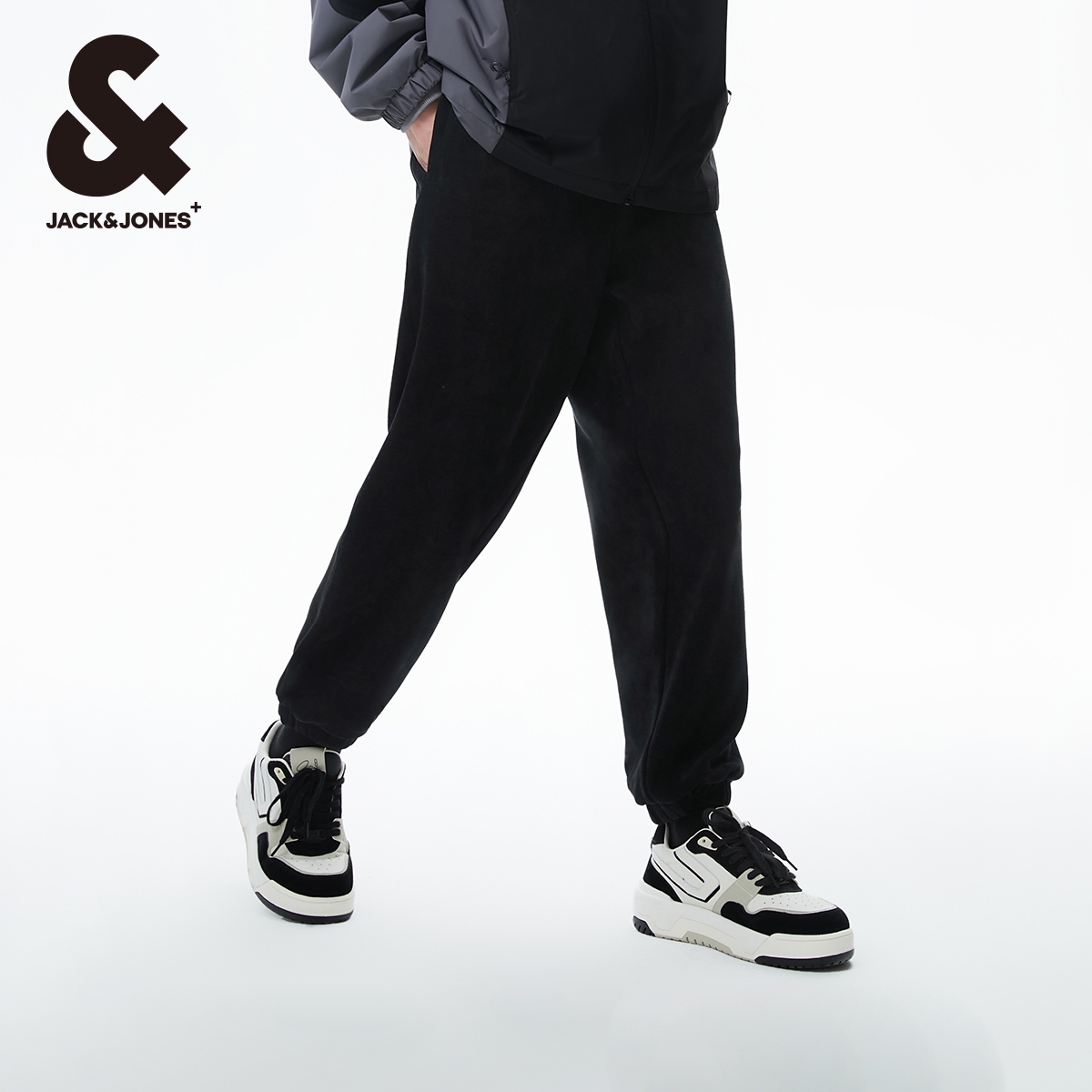 杰克琼斯男装春季卫裤潮流舒适抽绳松紧腰头宽松束脚休闲长裤子