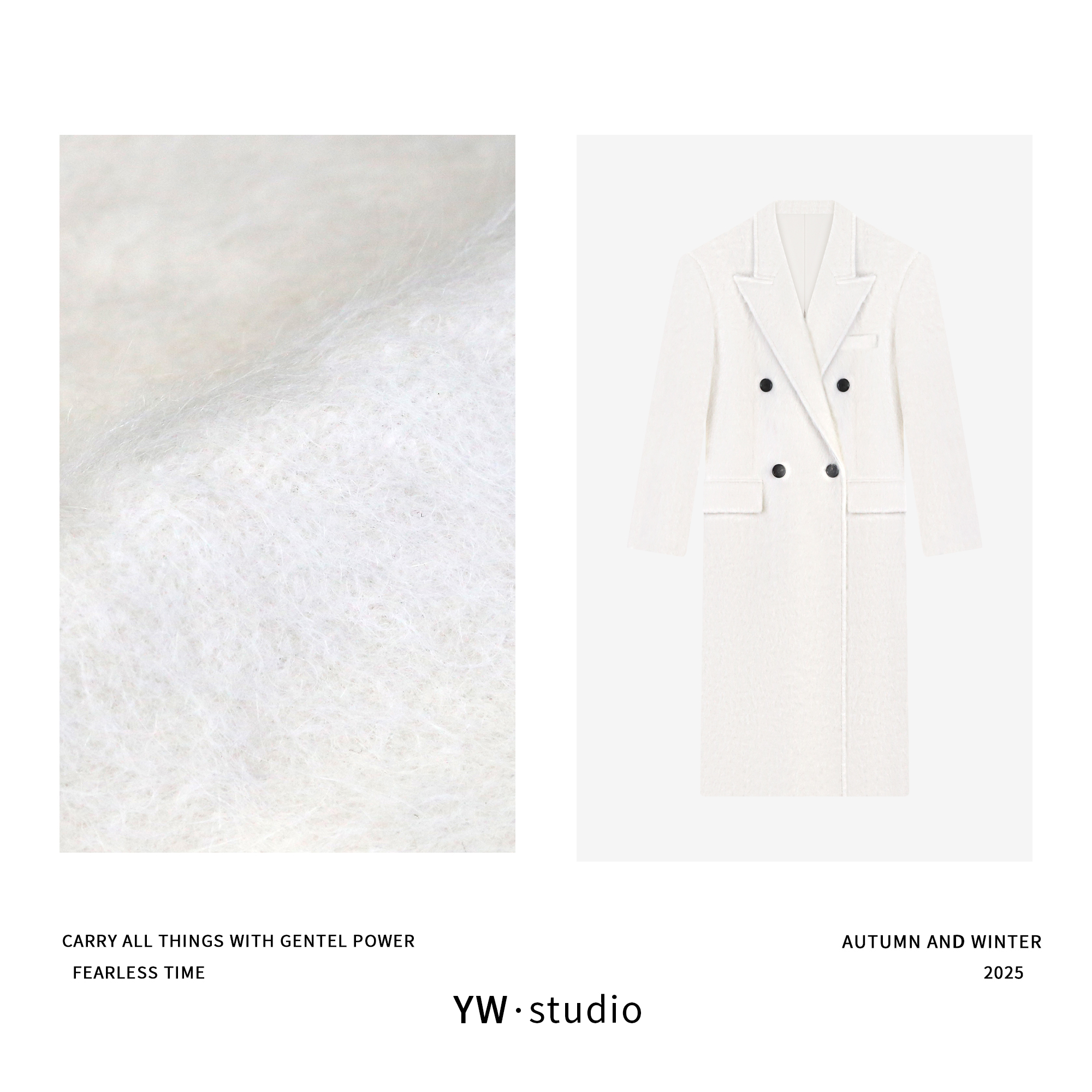 YUWEI/定制 高智感拱针工艺财阀女主78%羊驼毛中长大衣 CYP26140